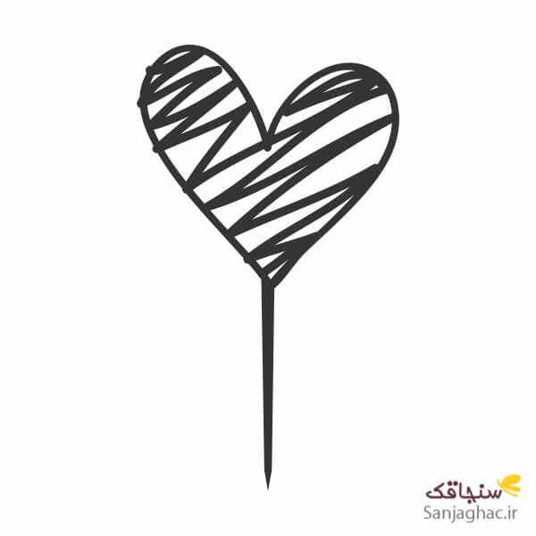 تاپر عشق مدل قلب هاشور خورده مشکی