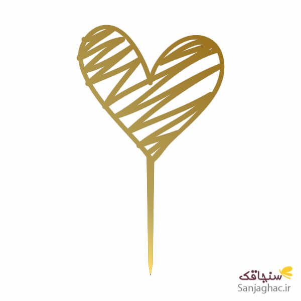 تاپر عشق مدل قلب هاشور خورده طلایی