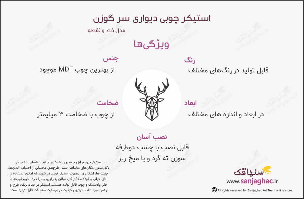 اینفوگرافی استیکر چوبی دیواری گوزن، استیکر دیواری چوبی گوزن ، استیکر چوبی دیواری گوزن، استیکر دیواری گوزن، استیکر چوبی گوزن