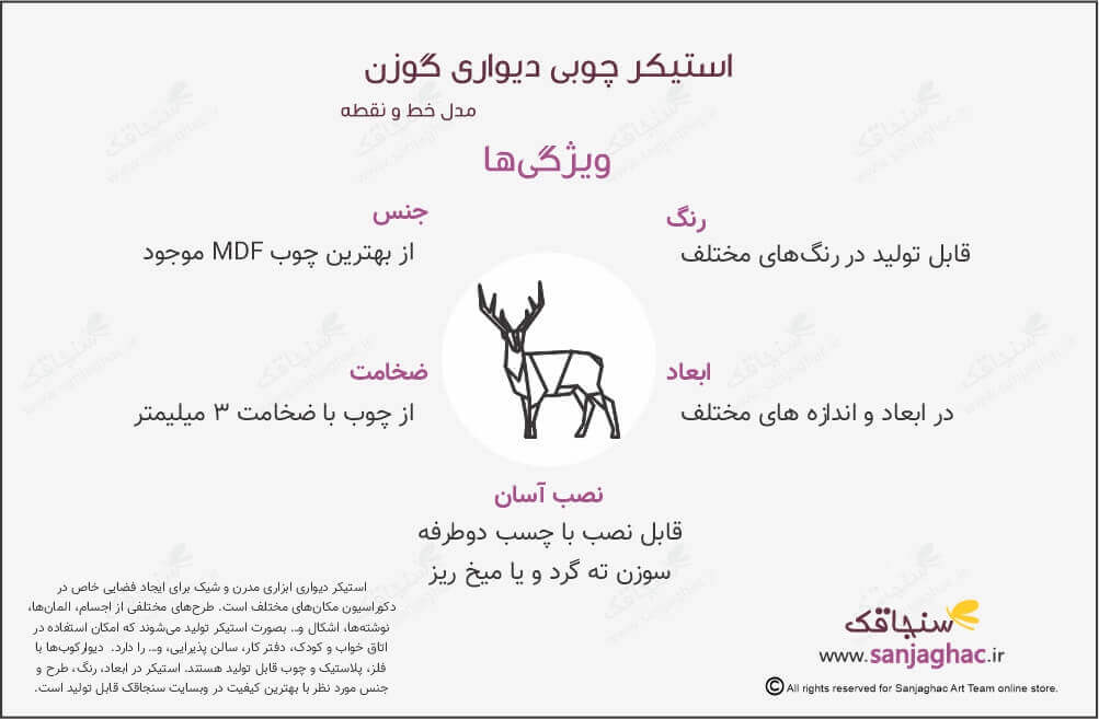 اینفوگرافی استیکر چوبی دیواری گوزن، استیکر دیواری چوبی گوزن ، استیکر چوبی دیواری گوزن، استیکر دیواری گوزن، استیکر چوبی گوزن