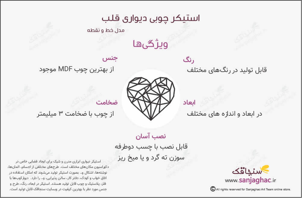 اینفوگرافی استیکر چوبی دیواری قلب مدل نقطه خط، استیکر دیواری چوبی قلب مدل نقطه خط ، استیکر چوبی دیواری قلب مدل نقطه خط، استیکر دیواری قلب مدل نقطه خط، استیکر چوبی قلب، استیکر دیواری قلب