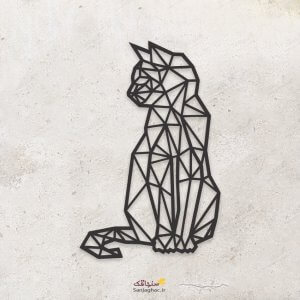 استیکر دیواری چوبی گربه، دیوارکوب چوبی گربه، استیکر دیواری چوبی، دیوارکوب چوبی، استیکر دیواری چوبی فانتزی، استیکر چوبی دیواری مدل نقطه و خط