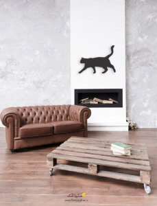 Cat design wooden wall sticker 2