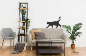 Cat design wooden wall sticker 4