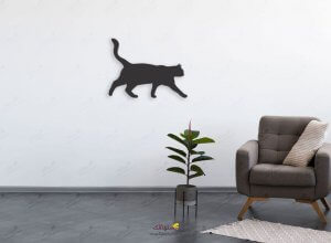 Cat design wooden wall sticker 6