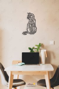استیکر دیواری چوبی گربه، دیوارکوب چوبی گربه، استیکر دیواری چوبی، دیوارکوب چوبی، استیکر دیواری چوبی فانتزی، استیکر چوبی دیواری مدل نقطه و خط