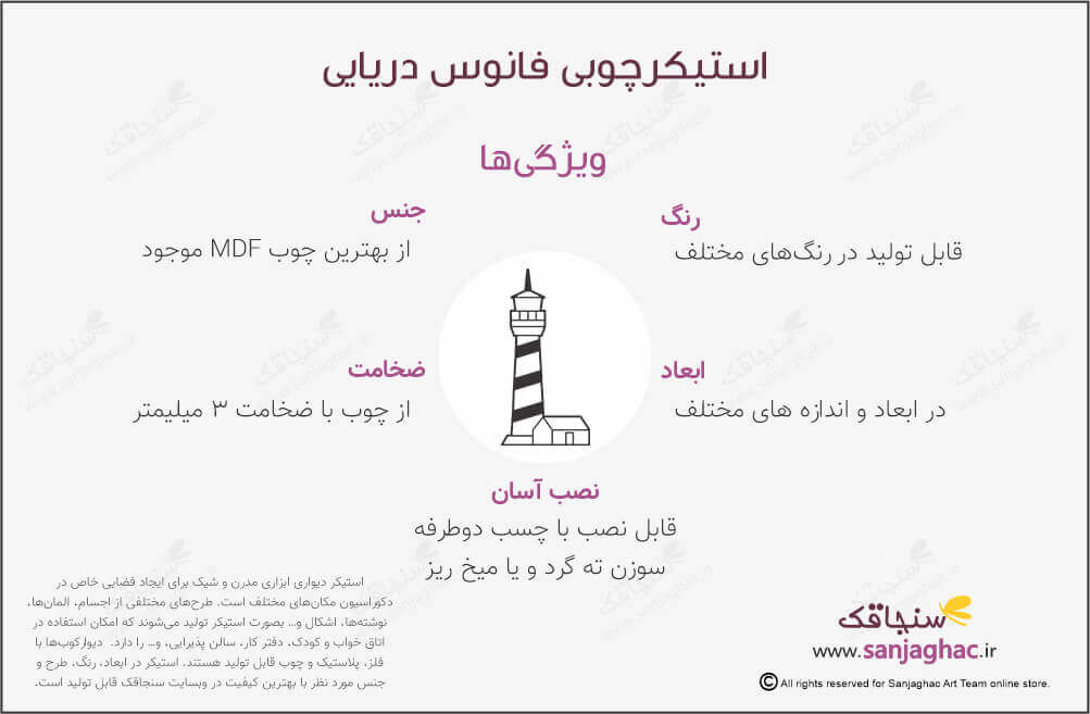 اینفوگرافی استیکر دیواری چوبی فانوس دریایی، استیکر دیواری چوبی فانوس دریایی، دیوارکوب چوبی فانوس دریایی، استیکر دیواری چوبی، دیوارکوب چوبی، استیکر دیواری چوبی فانتزی، استیکر چوبی