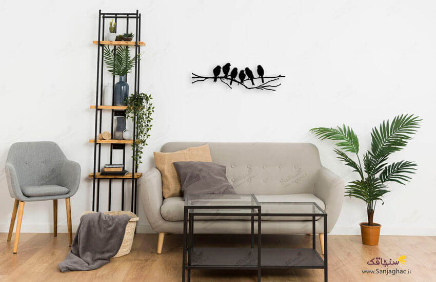 استیکر دیواری چوبی پاییز و گنجشک ها، دیوارکوب چوبی پاییز و گنجشک ها، استیکر دیواری چوبی، دیوارکوب چوبی، استیکر دیواری چوبی فانتزی، استیکر چوبی