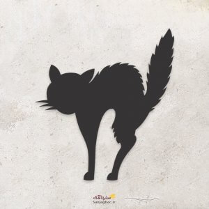 استیکر دیواری چوبی پیشی ترسو، دیوارکوب چوبی پیشی ترسو، استیکر دیواری چوبی، دیوارکوب چوبی، استیکر دیواری چوبی فانتزی، استیکر چوبی