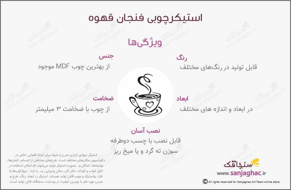 اینفوگرافی استیکر دیواری چوبی فنجان قهوه، استیکر دیواری چوبی فنجان قهوه، دیوارکوب چوبی فنجان قهوه، استیکر دیواری چوبی، دیوارکوب چوبی، استیکر دیواری چوبی فانتزی، استیکر چوبی