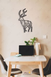 استیکر دیواری چوبی گوزن، دیوارکوب چوبی گوزن، استیکر دیواری چوبی، دیوارکوب چوبی، استیکر دیواری چوبی فانتزی، استیکر چوبی مدل نقطه و خط