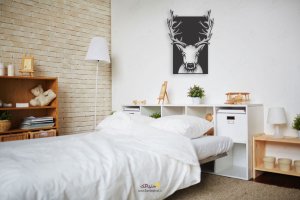 Wooden wall sticker with horned deer head design 3