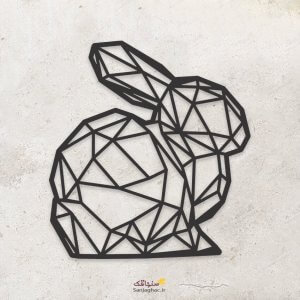 استیکر دیواری چوبی خرگوش، دیوارکوب چوبی خرگوش، استیکر دیواری چوبی، دیوارکوب چوبی، استیکر دیواری چوبی فانتزی، استیکر چوبی مدل نقطه و خط