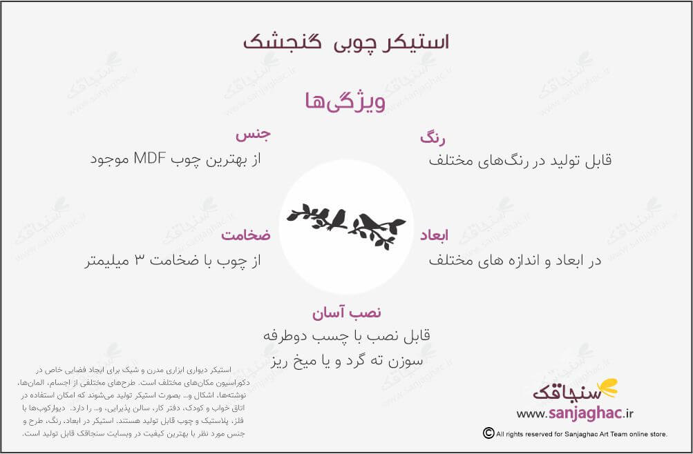 استیکر دیواری گنجشک