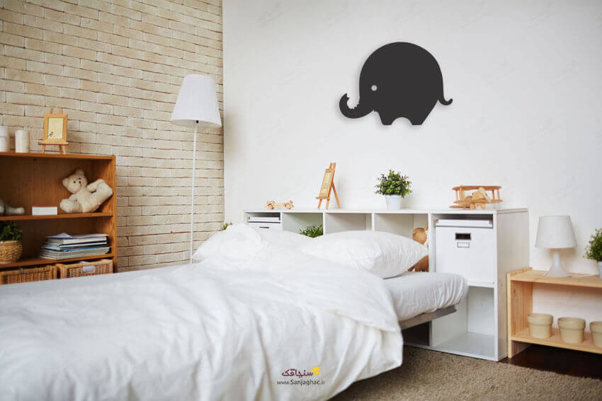 استیکر دیواری چوبی فیل - استیکر چوبی