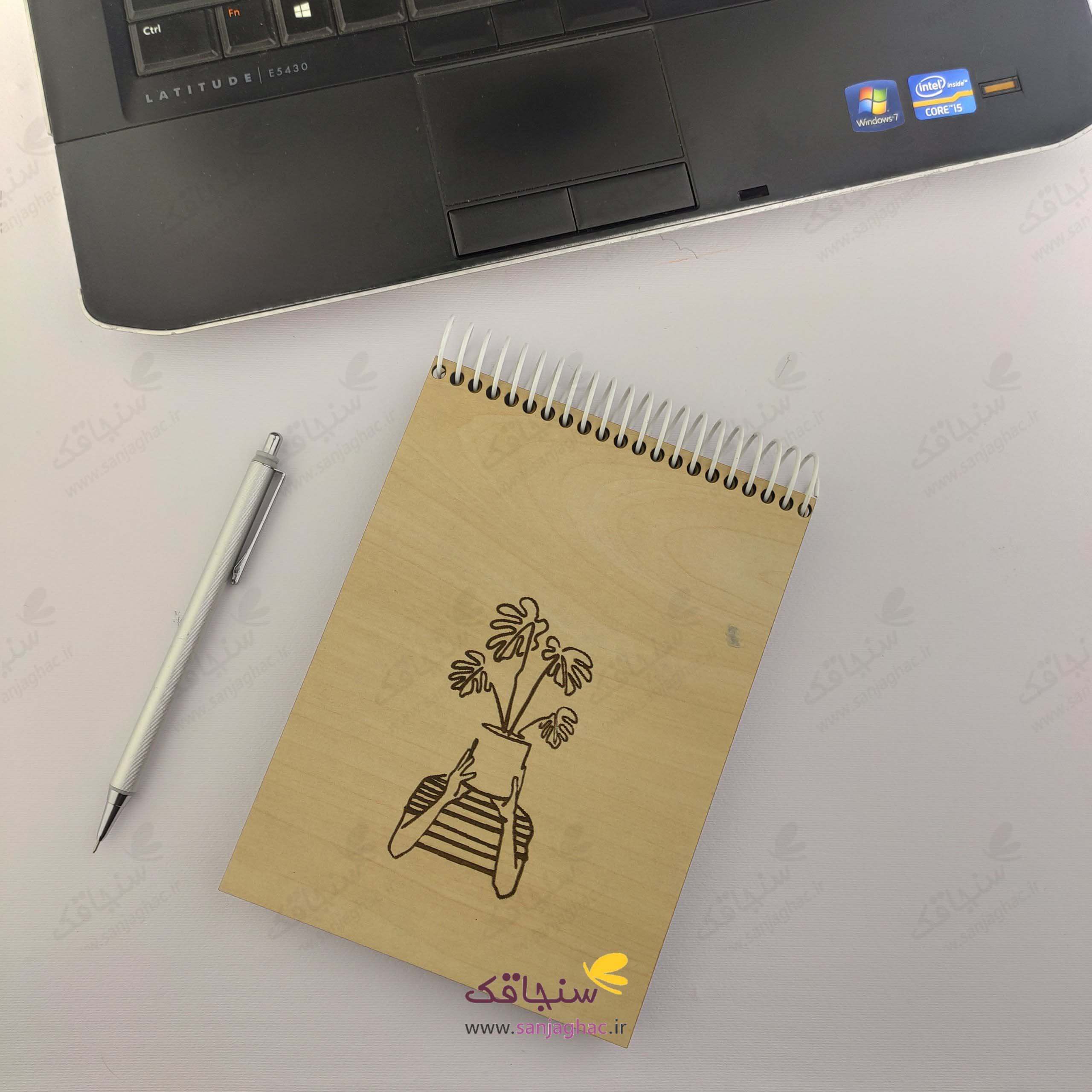دفترچه چوبی گلدون احساس